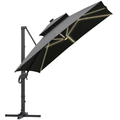 Outsunny 3 x 3(m) Aluminum Sun Square Canopy Top w/ Adjustable Pole Angle Dark Grey 