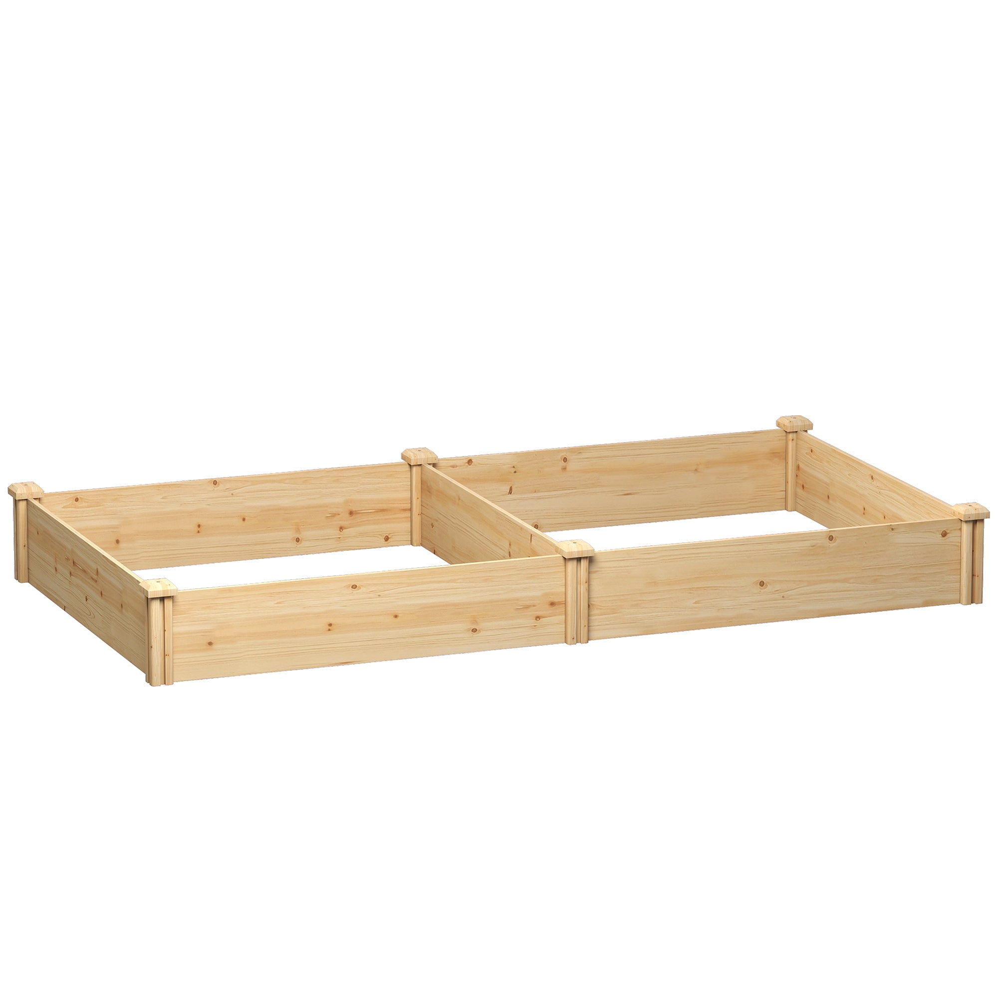 Outsunny Raised Garden Bed, Wooden Planter Box with Divider and Open Bottom for Flowers, Herbs, Vegetables, DIY Painting 