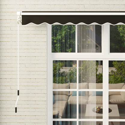 Outsunny 3 x 2.5m Garden Patio Manual Awning, Retractable Canopy Sun Shade Shelter with Fittings and Crank Handle, Black 