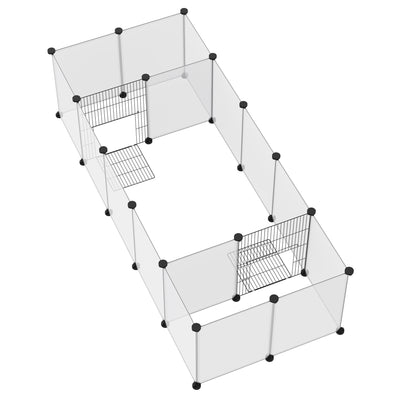 PawHut 18-Panel Small Animal Cage, Pet Playpen, for Guinea Pigs, Hedgehogs - White 