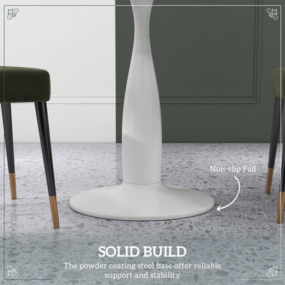 HOMCOM Round Dining Table, Modern Dining Room Table with Steel Base, Non-slip Foot Pad, Space Saving Small Dining Table 