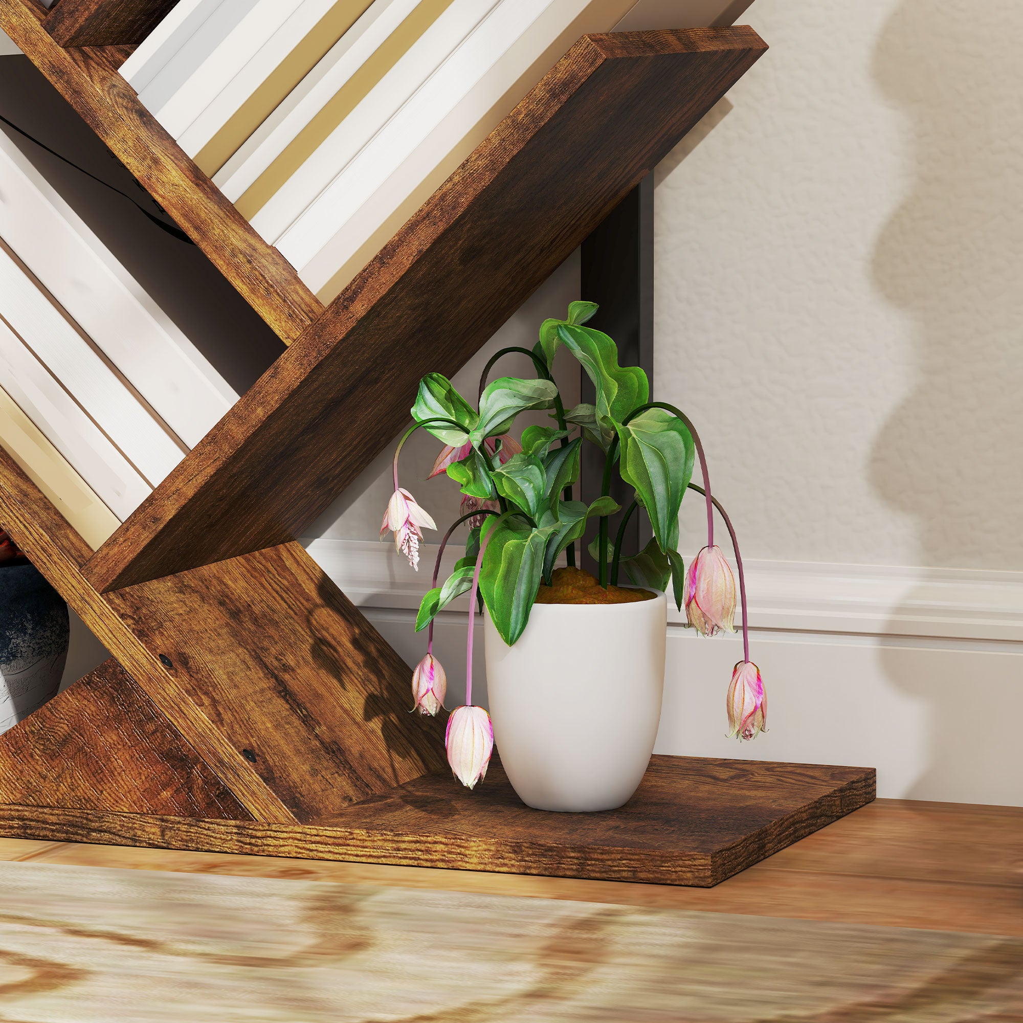 HOMCOM Four-Section Tree Bookcase - Wood-Effect