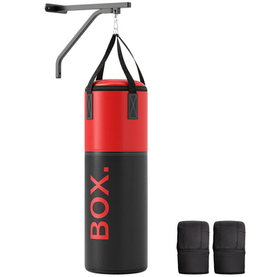 SPORTNOW Unfilled Punching Bag Set with Boxing Bag Bracket, Boxing Gloves, Hand Wraps and 360\'c2\'b0 Swivel Hook 