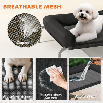 PawHut Elevated Dog Bed with Removable Bolsters, Raised Dog Bed for Small Breeds, Portable Indoor & Outdoor Pet Cots, Black 