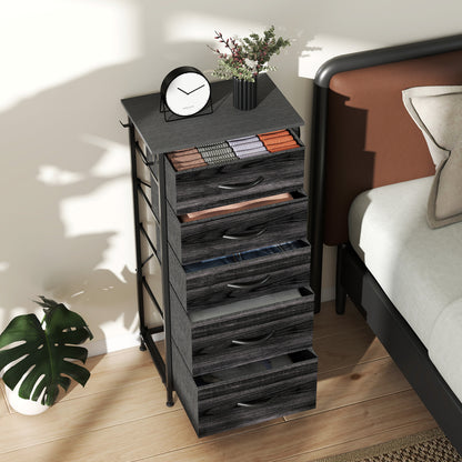 HOMCOM Chest of Five Fabric Drawers - Black