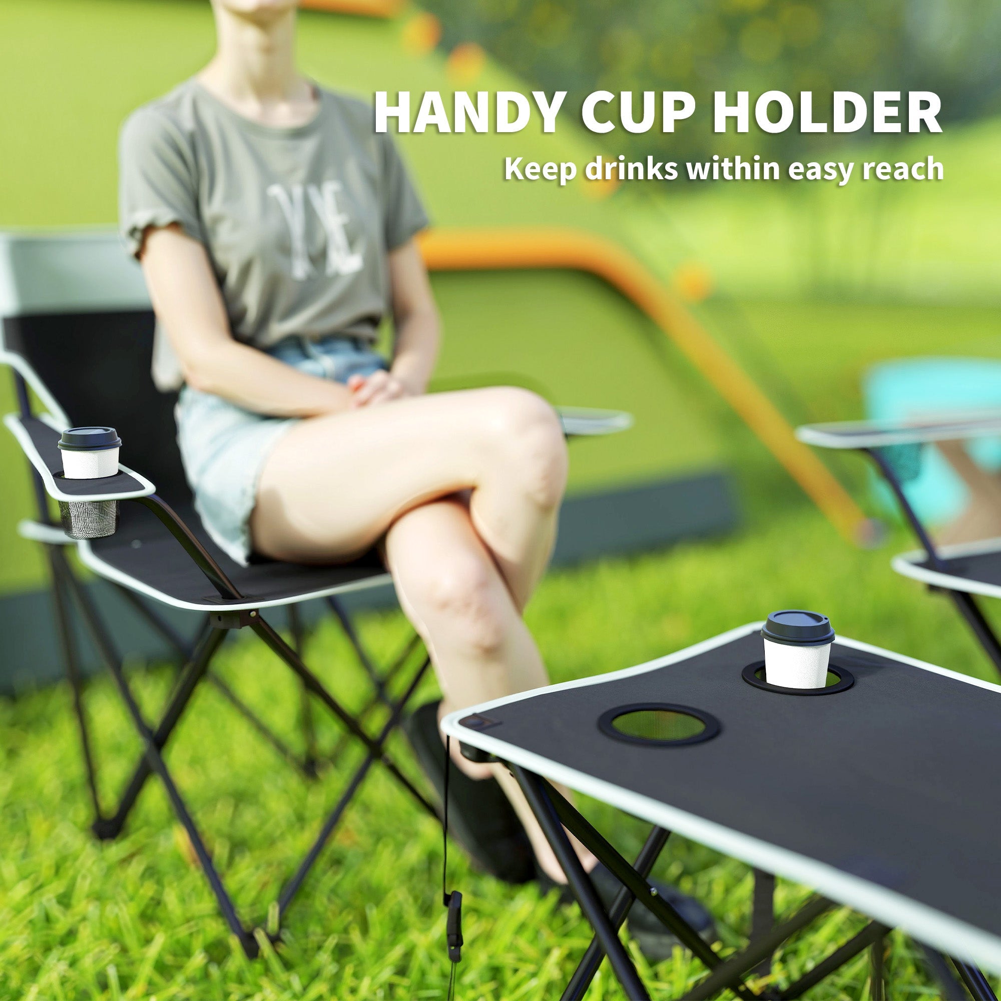 Outsunny Four-Piece Portable Picnic Table Set - Grey 