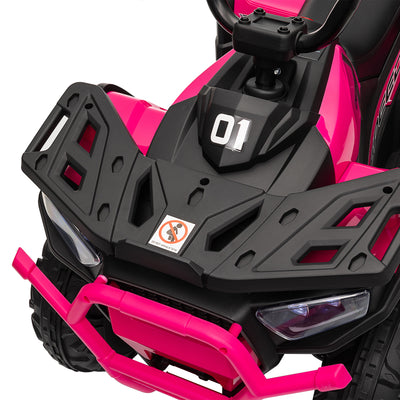AIYAPLAY 12V Kids Electric Ride on ATV, Battery Powered Quad Bike w/ Spring Suspension, Forward Backward, Storage Basket - Pink 