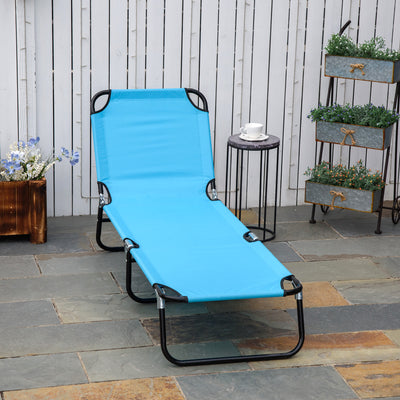 Outsunny Garden Sun Lounger, with Five-Position Back - Light Blue 