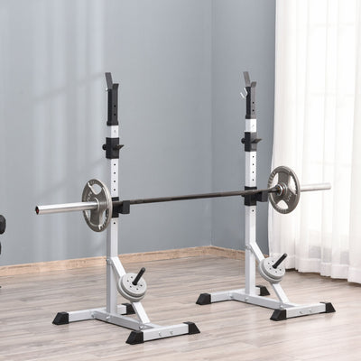 HOMCOM Weights Bar Barbell Rack Squat Stand Adjustable Portable Weight Lifting Max Load 200kg, Suitable For Home Gym Training Work Out 