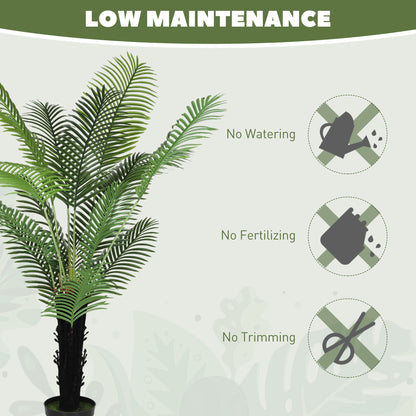 HOMCOM 175cm Artificial Areca Palm Tree with 16 PE Leaves, Decorative Artificial Plant with Plastic Pot and Flocked Soil, Fake Plant for Home Office Decor, Green
