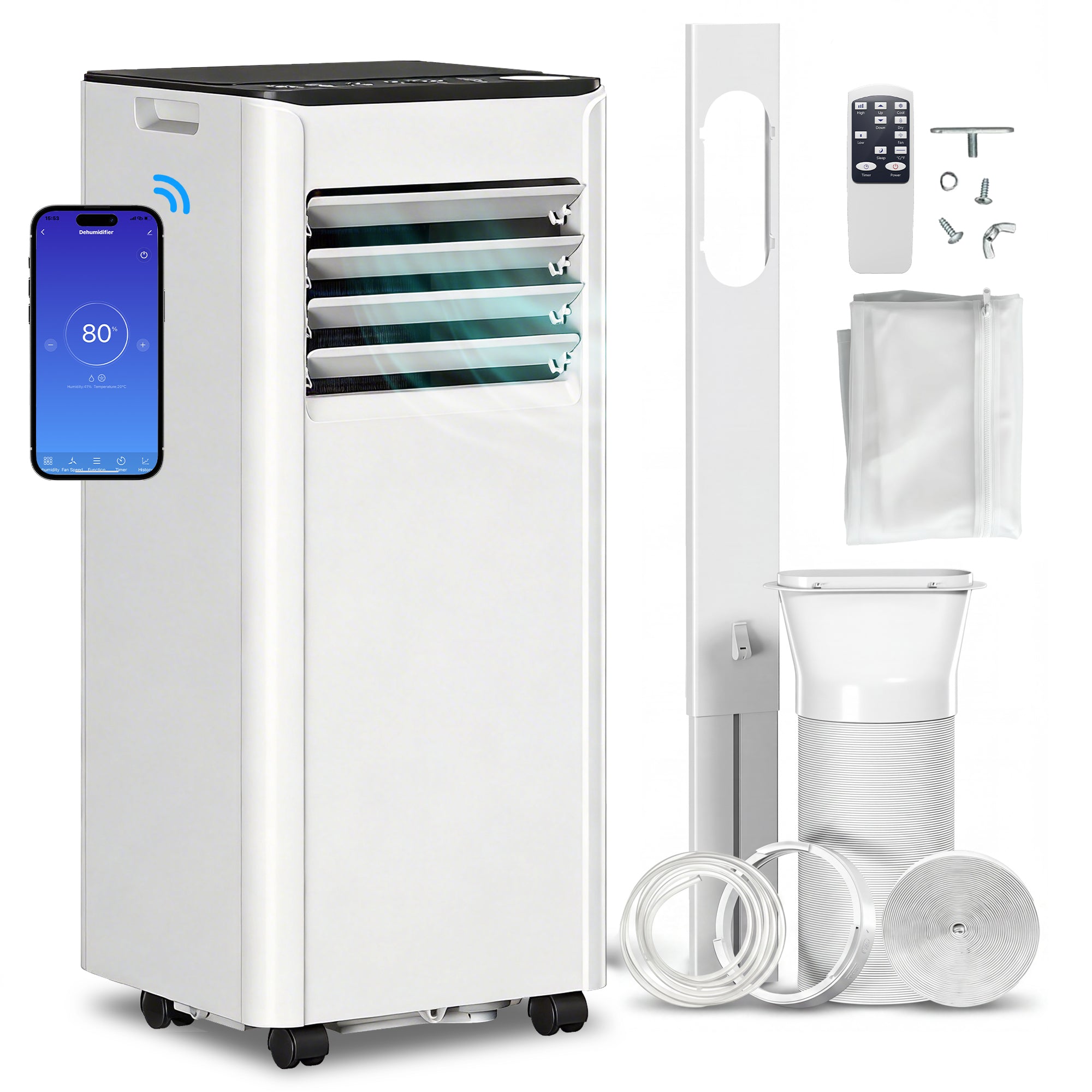 HOMCOM Portable Air Conditioner 5000 BTU, 4-in-1 AC Unit with Cool, Dehumidifier, Fan, Sleep Mode, WiFi Voice Remote Control 