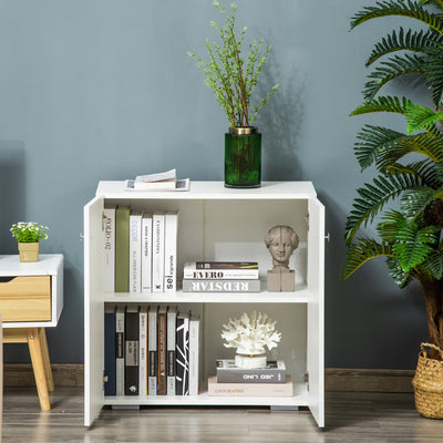 HOMCOM Storage Cabinet w/ Two Shelves Wooden Sideboard Freestanding Kitchen Cupboard Bookcase - White 