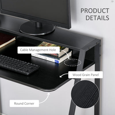 HOMCOM Writing Desk Computer Table Home Office PC Laptop Workstation Storage Shelf 84L x 45W cm Black 
