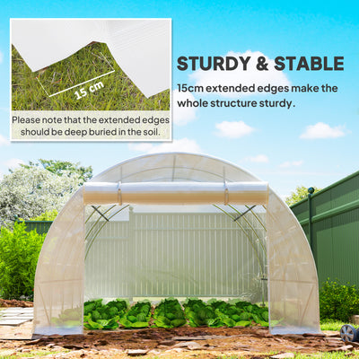 Outsunny 4 x 3 x 2m Polytunnel Greenhouse Replacement Cover ONLY Winter Garden Plant PE Cover for Tunnel Walk-in Greenhouse with Roll-up Windows Door Outdoor, White 