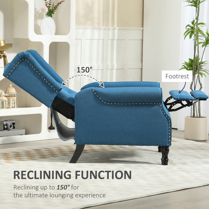 HOMCOM 150\'c2\'b0 Reclining Vintage Armchair, with footrest - Blue