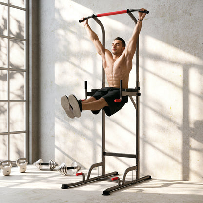 HOMCOM Power Tower Station with Dip Stand, Pull Up Bar Home Office Gym Training Workout Equipment 