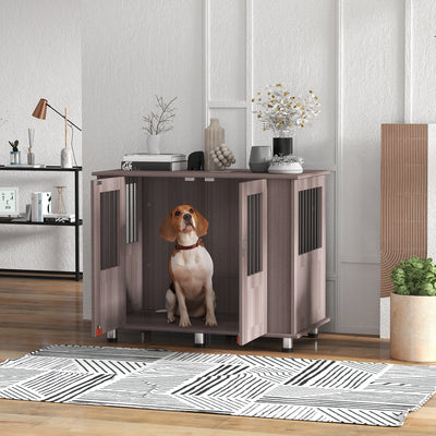 PawHut Dog Crate Table for Medium and Large Dogs with Magnetic Door for Indoor Use, 95 x 55 x 75 cm, Purple 