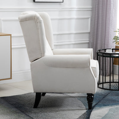 HOMCOM Wingback Accent Chair, Retro Upholstered Button Tufted Occasional Chair for Living Room and Bedroom, Cream White 