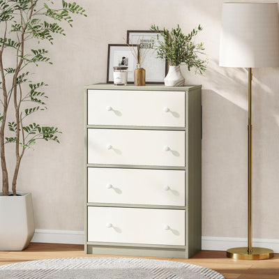 HOMCOM Chest of Drawers, Dresser with 4 Fabric Drawers - White and Grey 