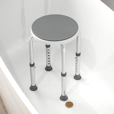 HOMCOM 360° Swivel Shower Chair, Height Adjustable Aluminium Shower Stool with Non-Slip Feet for Disabled, Elderly, Grey 