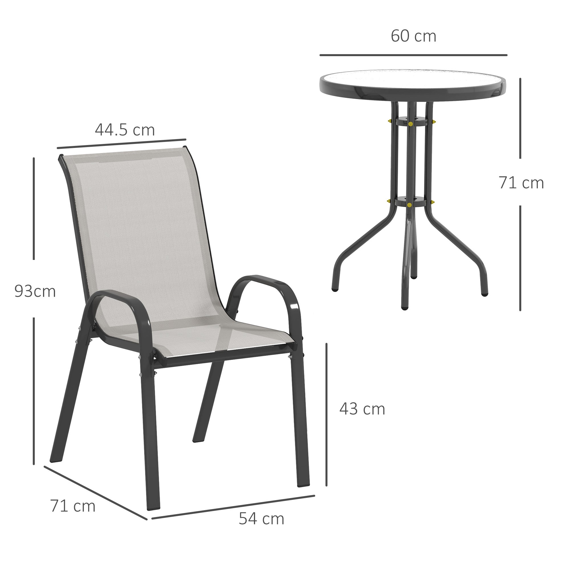 Outsunny Three-Piece Outdoor Garden Set - Light Grey 