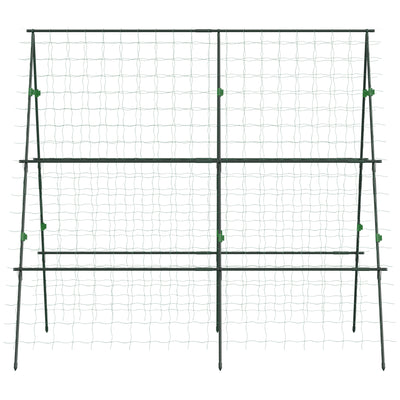 Outsunny Garden Cucumber Trellis for Climbing Plants, A-Frame Trellis Plant Support with Climbing Net, DIY Adjustable Cucumber Support Frame for Raised Bed, Vegetables, Flowers, Fruit, Green 