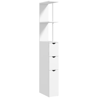 kleankin Slim Bathroom Storage Cabinet with Drawers, Tall Bathroom Cupboard with 2-Tier Shelf, White 