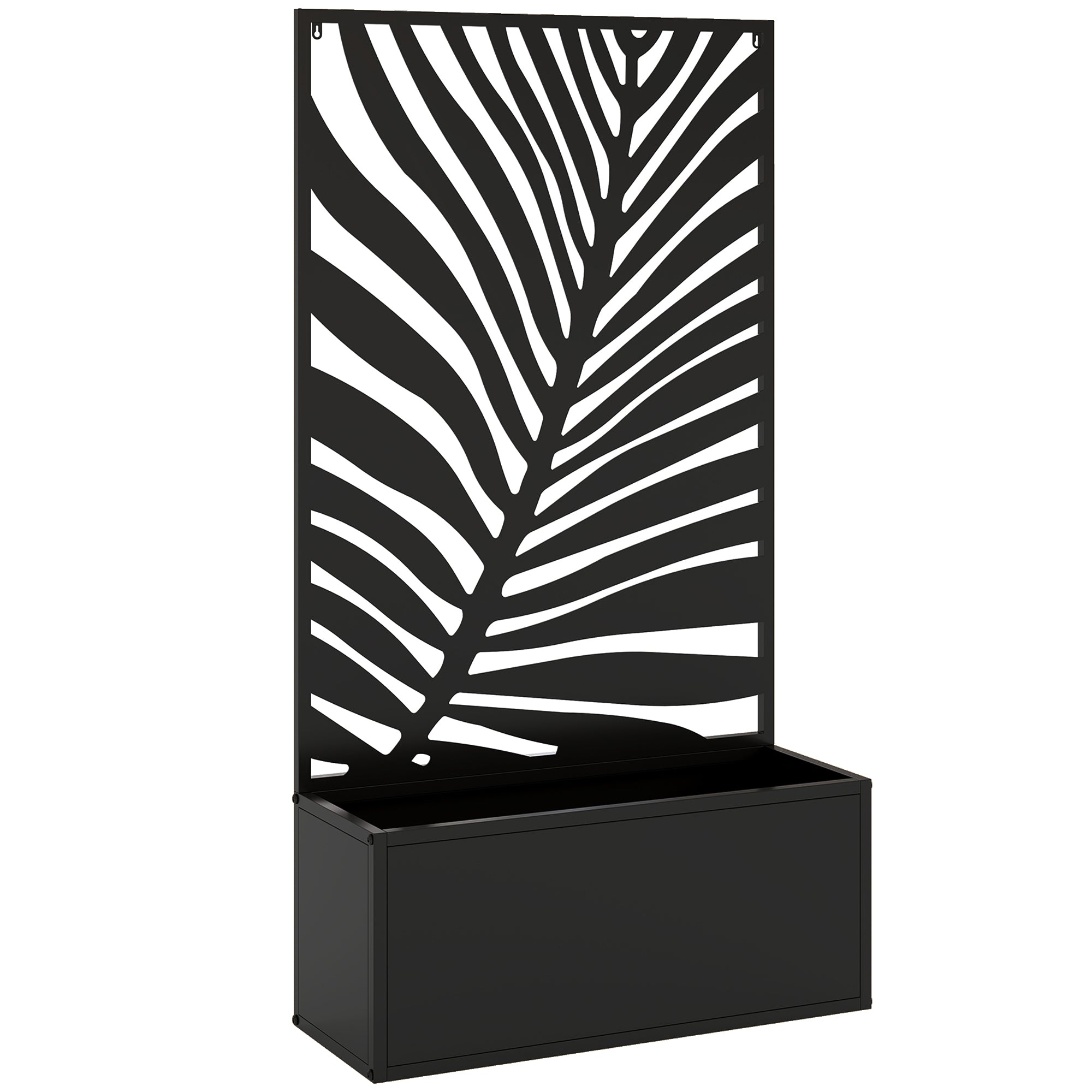 Outsunny Metal Garden Bed for Garden with Trellis, Wall Mounted or Freestanding Raised Planter with Privacy Screen 