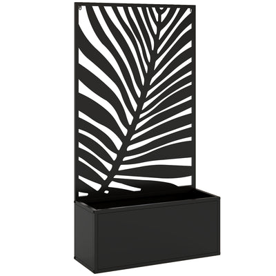 Outsunny Metal Garden Bed for Garden with Trellis, Wall Mounted or Freestanding Raised Planter with Privacy Screen 
