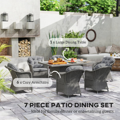 Outsunny Seven-Piece Rattan Dining Set - Light Grey 
