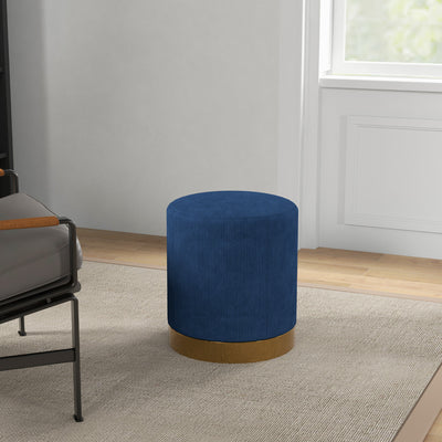 HOMCOM Soft Padded Corduroy Footstool - Dark Blue 
