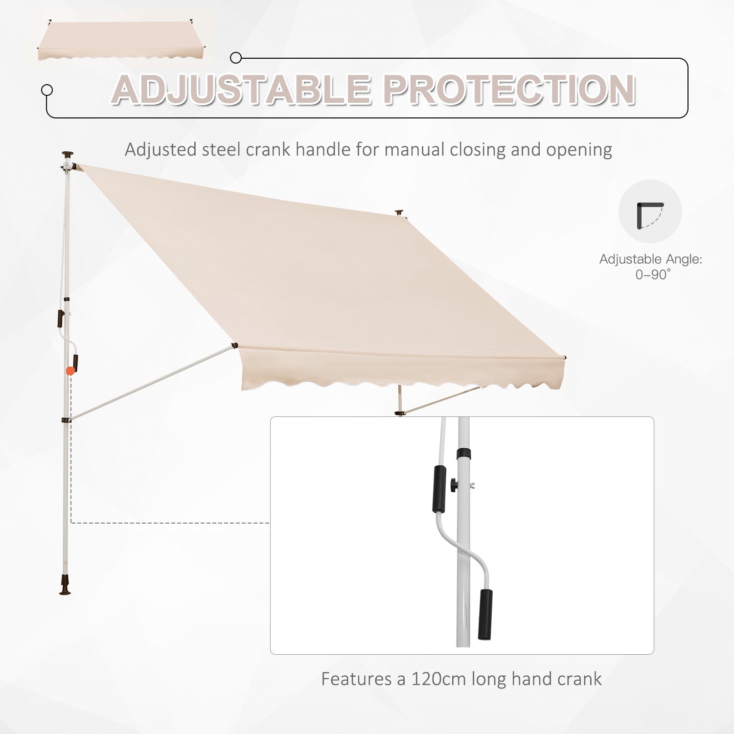 Outsunny 3x1.5m  Adjustable Outdoor Aluminium Frame Awning Beige 