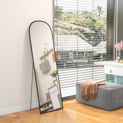 HOMCOM 162cm Aluminium Frame Standing Mirror - Black 