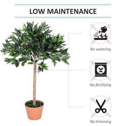 Outsunny 3ft Artificial Olive Tree Indoor Plant Greenery for Home Office Potted in An Orange Pot 