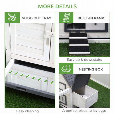 PawHut Chicken Coop with Run Wooden Hen House Pet Poultry Coops Cages Small Animal Outdoor Pen with Nesting Box 166 x 124 x 112cm 