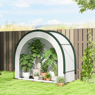 Outsunny Foldable Small Greenhouse, Portable Green House Mini Greenhouse with Zipper Door, PE Base, 200 x 80 x 164 cm, Green 