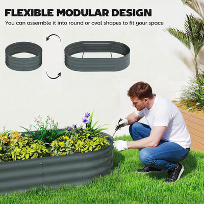 Outsunny Galvanised Raised Garden Bed with Arched Trellis, 4 x 2 x 4.6ft Metal Raised Bed for Garden with Open Bottom, Dark Grey 