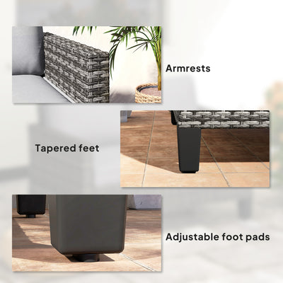 Outsunny Two-Seater Rattan Outdoor Sofa - Dark Grey 