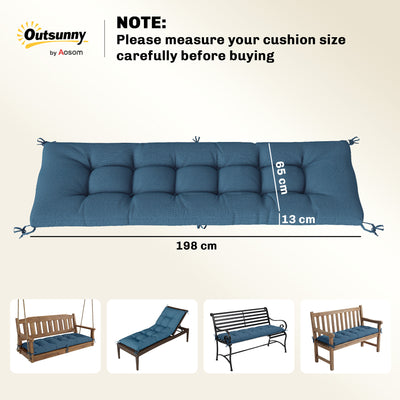 Outsunny Sun Lounger Cushion, Memory Foam Patio Chair Cushion with Ties, Outdoor Seat Pad Fits 190 x 60 cm Lounger, Blue 