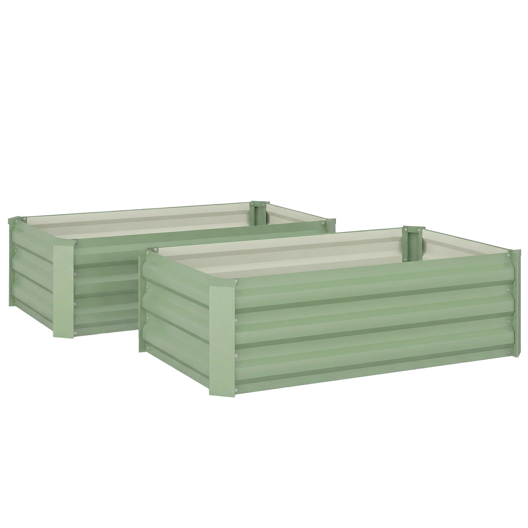 Outsunny Set of Two 100 x 60cm Steel Planter Boxes - Light Green 