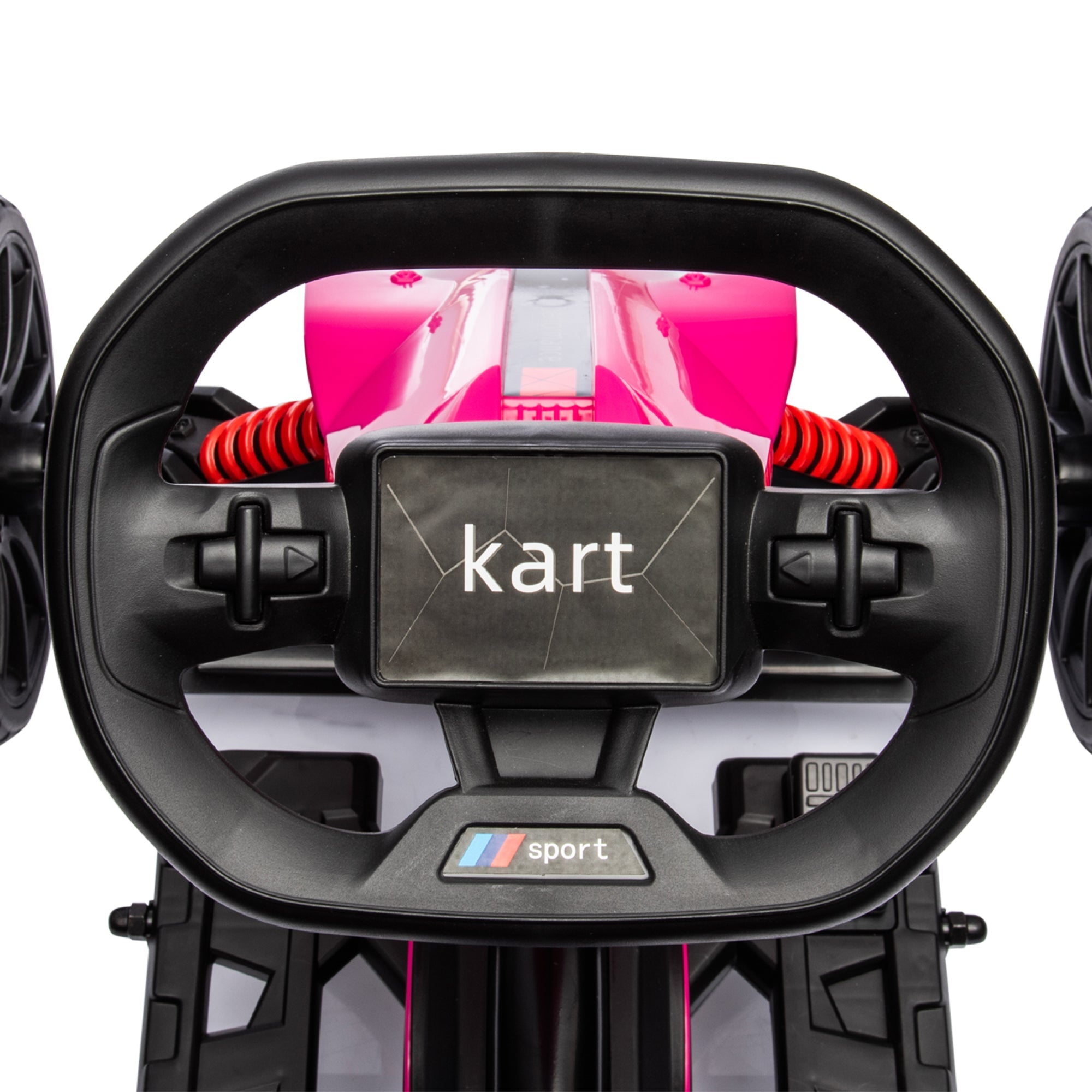 HOMCOM 12V Electric Go Kart for Kids, Ride-On Racing Go Kart with Forward Reversing, Rechargeable Battery, 2 Speeds, for Boys Girls Aged 3-8 Years Old - Pink 