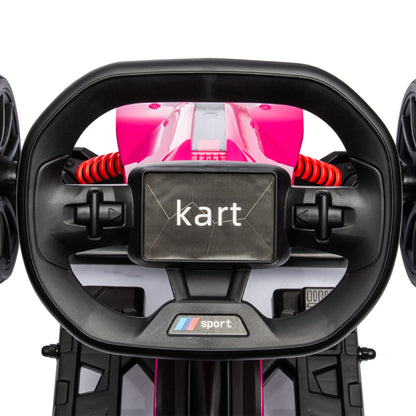HOMCOM 12V Electric Go Kart for Kids, Ride-On Racing Go Kart with Forward Reversing, Rechargeable Battery, 2 Speeds, for Boys Girls Aged 3-8 Years Old - Pink 