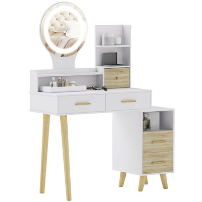 HOMCOM Elegant Dressing Table, with Storage - White 