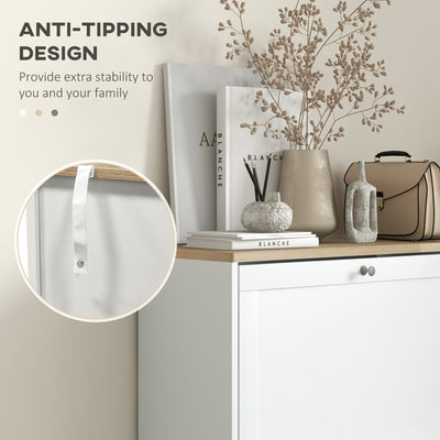 HOMCOM Modern Compact Three-Drawer Shoe Storage Cabinet - White 