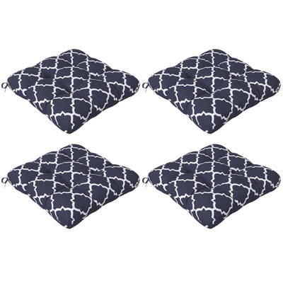 Outsunny 4-Piece Seat Cushion Pillows Replacement, Patio Chair Cushions Set with Ties for Indoor Outdoor, Blue 