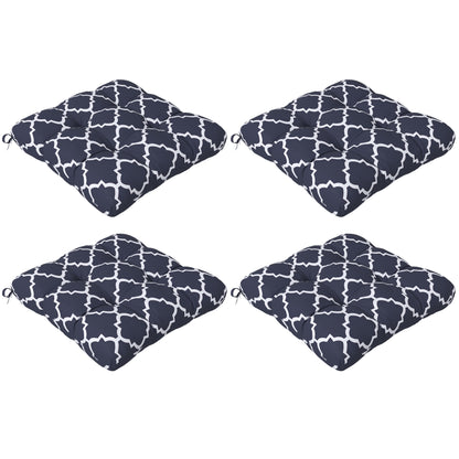 Outsunny 4-Piece Seat Cushion Pillows Replacement, Patio Chair Cushions Set with Ties for Indoor Outdoor, Blue
