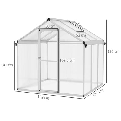 Outsunny 6 x 6ft Aluminium Frame Greenhouse, with Foundation 
