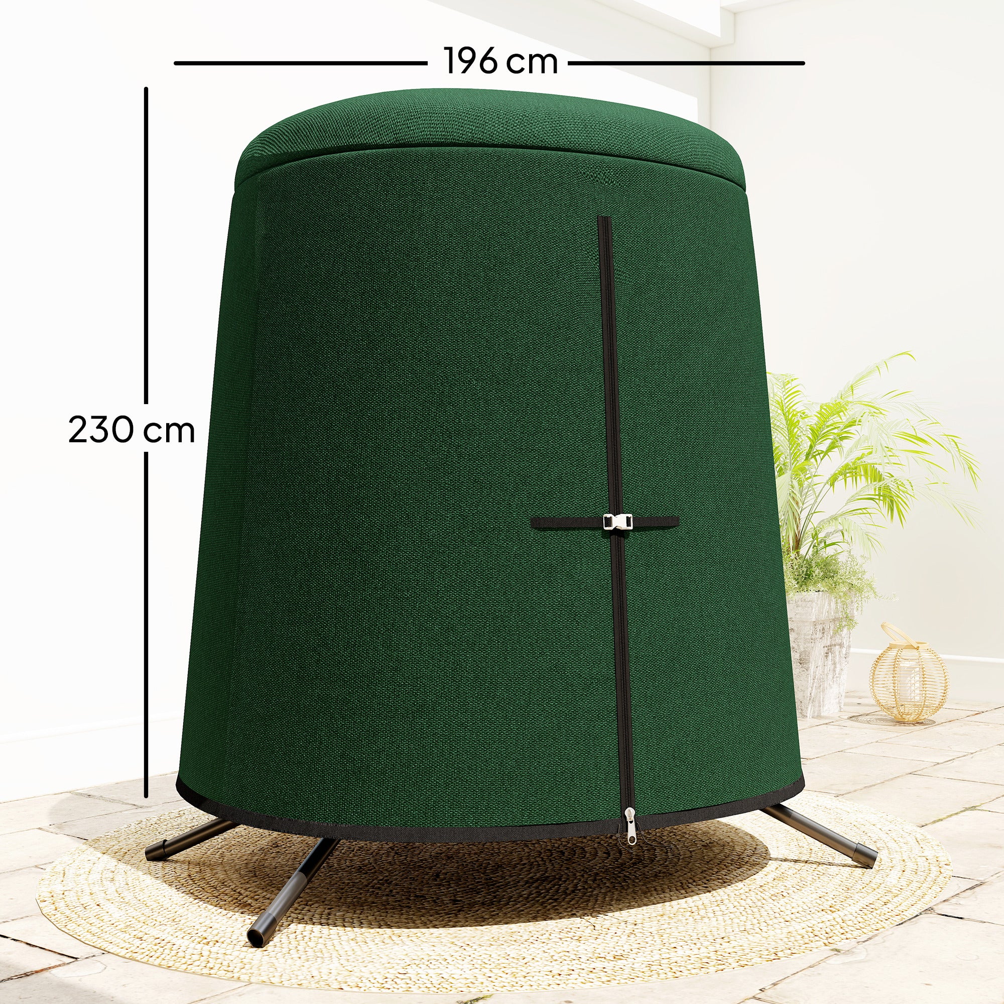 Outsunny 196 x 230 cm Hanging Egg Chair Protective Cover - Green 