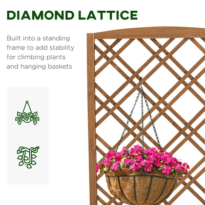Outsunny Garden Planter with Trellis, Wooden Raised Bed for Garden with Lattice Trellis for Vegetables, Herbs and Flowers, Brown 