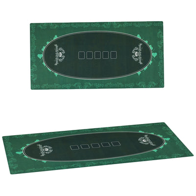 SPORTNOW 239.3 x 115.5 cm Professional Texas Hold'em Poker Mat 12 Player Water-Resistant Poker Table Top Rubber Poker Table Mat with Felt Surface Carry Bag, Green 